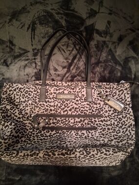 Calvin Klein Taupe and Black Leopard Print Tote